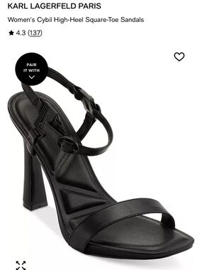 Karl Lagerfeld Black Strappy Square-Toe High-Heel Sandals